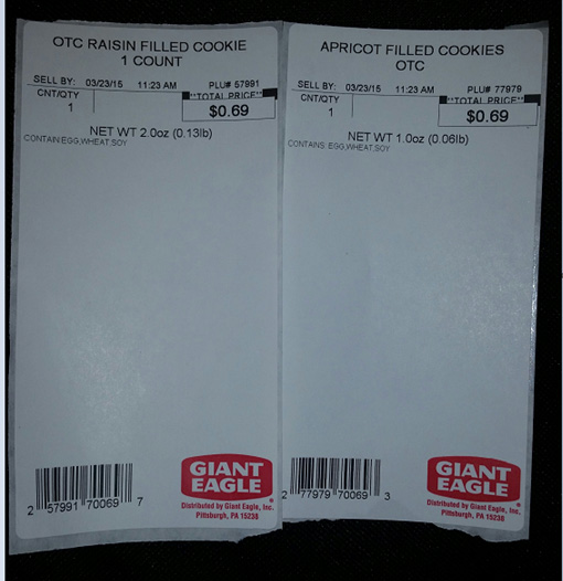 Giant Eagle Voluntarily Recalls Raisin Filled and Apricot Filled Cookies Due to an Undeclared Milk Allergen
